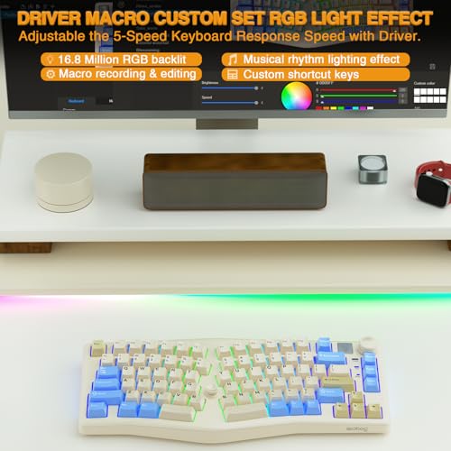 Image of CORBOBO x LEOBOG Alice A75 Ergonomic Keyboard, Wireless Mechanical Gaming Keyboard Tri-Mode BT5.0 /2.4G /Wired with Joystick and Knob, 75% Layout RGB Backlit Hot Swappable Linear Switches for Win