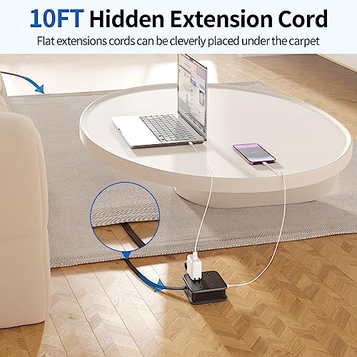 Ntonpower Black Extension Cord 10 Ft, 8 Outlets Flat Extension Cord With 3 Usb Ports thumb #2