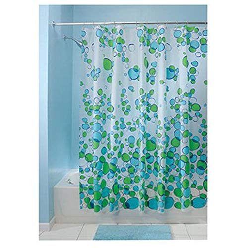 Preisvergleich Produktbild InterDesign Bubblz Schimmel- / Spakresistenter Wasserdichter Duschvorhang aus PEVA, 183 x 183 cm, blau / grün