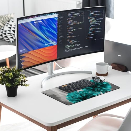 Tapis de souris de jeu base antidérapante et surface imperméable grand format gris sarcelle