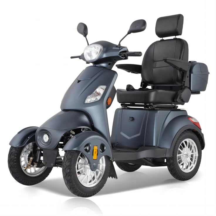 ZVGREEN-XL-500S25 - Scooter de movilidad con 4 ruedas - móvil para personas mayores - asiento de capitán (Negro mate)