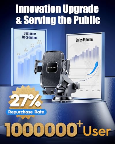 Eyemay VENT CLIP & SUCTION CUP 2024 Upgraded Car Phone Holder - [ Bumpy Roads Friendly ] Phone Mount For Car Dashboard Windshield Air Vent 3 In 1, Hand Free Mount For Iphone 15 14 13 12 Pro Max Samsung All Cell Phones thumb #4