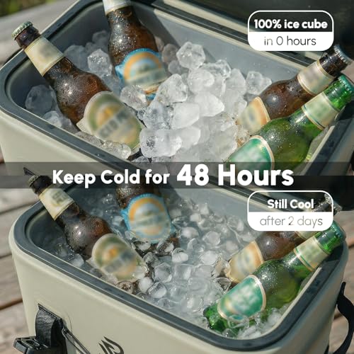 Image of Premium Zipperless Magnetic Kayak Cooler Backpack | 48 Hours Insulated Leakproof Soft Cooler with One-Hand Lid, TPU Cooler for Camping Boating Beach Water Sports