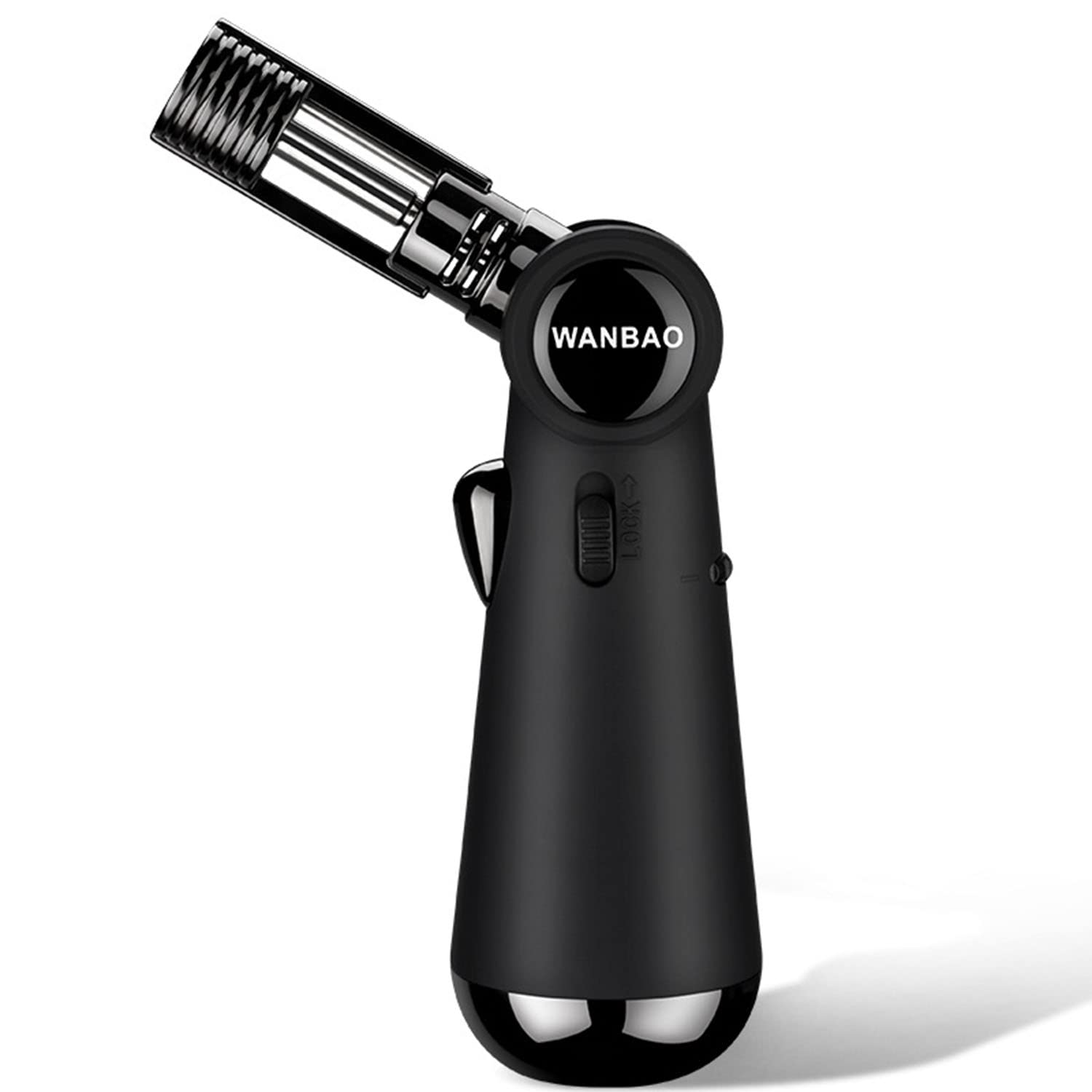 Encendedor de Butano Culinario A Prueba de Viento Cocina Antorcha de Turbina de Chorro con Bloqueo de Seguridad Llama Ajustable para Cigarro Barbacoa Soldadura Artesanía,Black