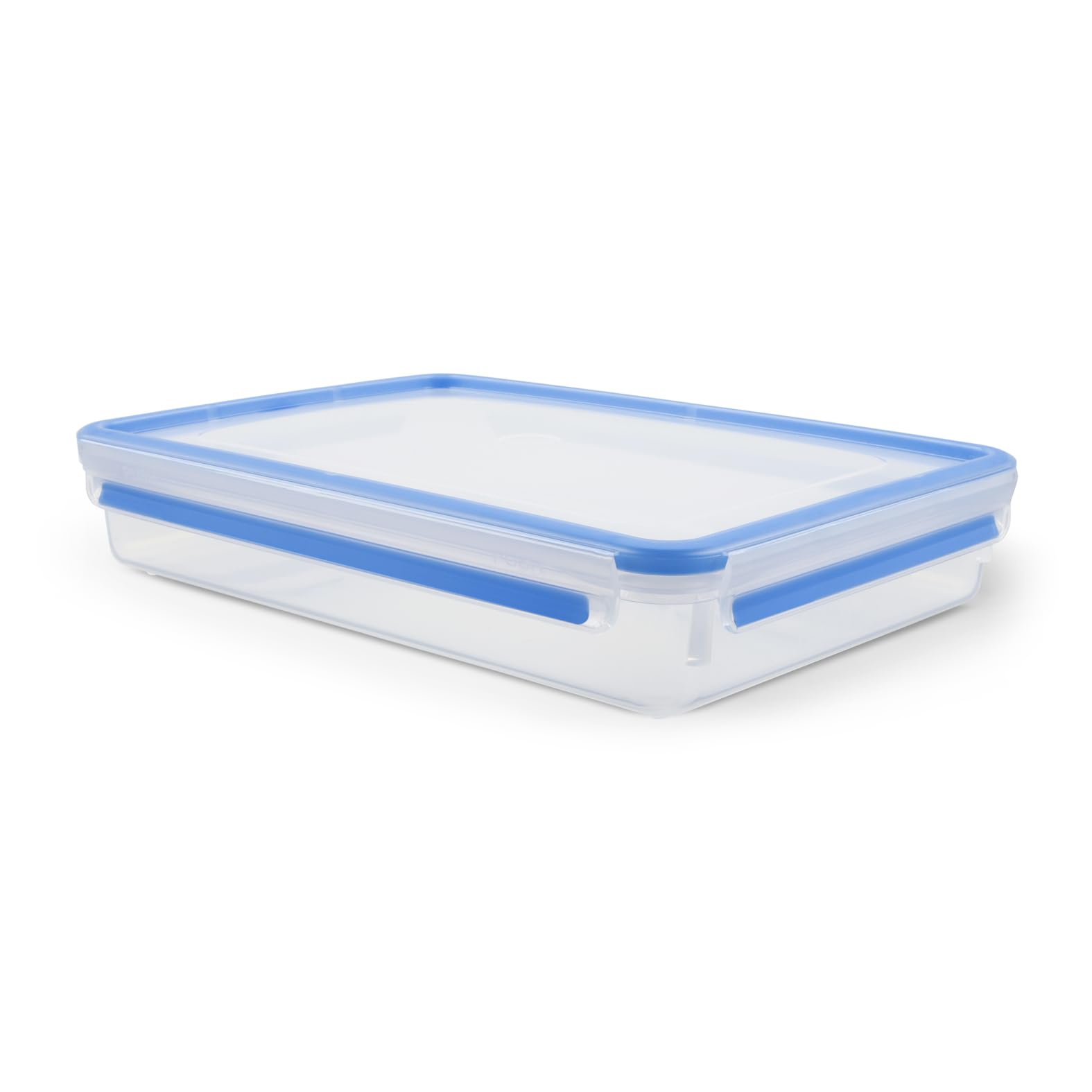 EMSA Clip & Close Frischhaltedose, rechteckig, 2,6 L, mit Deckel, Aufbewahrungsbox, 100 Prozent dicht, spülmaschinen-, gefrier-, mikrowellenfest, Transparent, Blau, Made in Germany, 508545