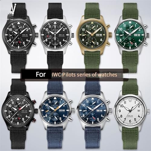 Bracelet montre IWC Big Pilot nylon et cuir noir premium 22mm