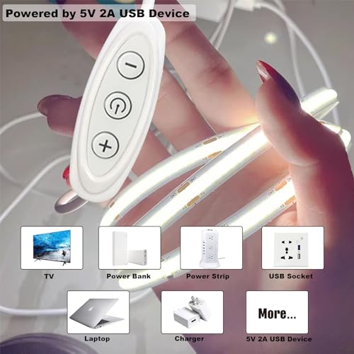 Tira de luz LED blanca con regulador USB 6ft miniatura 5