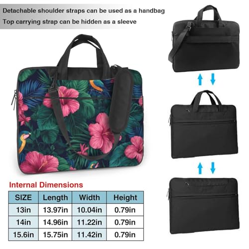Bolso para laptop impermeable con hojas tropicales 14 pulg miniatura 4