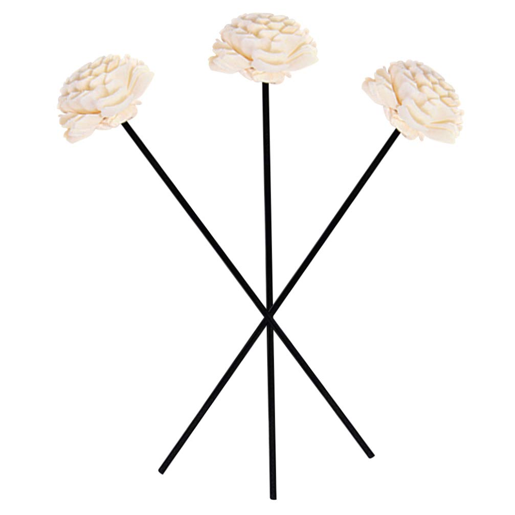 Amosfun 3Pcs Flower Rattan Reed Diffuser Sticks Essential Oil Aroma Diffuser Sticks Aroma Diffuser Sticks Replacement for Home Fragrance Aroma Oil (Black)