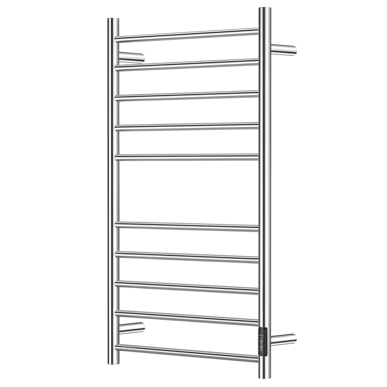DAILYLIFE 10 Bar Stainless Steel Towel Warmer with Timer, Wall Mounted Heated Drying Racks, Built-in Timer with Led Indicators, Plug-in or Hardwired Home Bathroom Space Saving