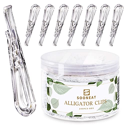 Plastic-Alligator-Clips-Clear-Garment-Clips-U-Shape-Little-Alligator-Clip-for-Shirt-Sewing-Room-Fabric-Folding-Boards-Sock-Ties-Pants-Bolt-Clips-with-Teeth-Hold-Garments-in-Place-15-inch-200-PCS