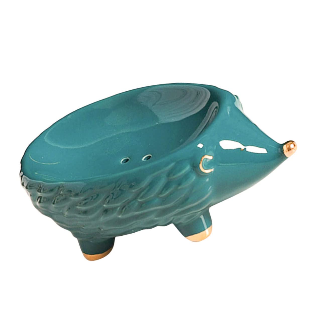 Cabilock Ceramic Hedgehog Soap Box Cute Cartoon Soap Holder with Drainage for Bathroom Kitchen Multifunctional Decorative Storage for Soap Jewelry and Utensils Easy