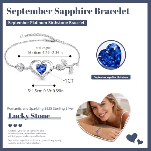 Image of 1CT Rose Heart Bracelet Moissanite Lab-Grown Sapphire Ruby Emerald&More 18K White Rose Gold Plated Anniversary Birthday Gift for Wife Girlfriend Mom Daughter Mothers Day Gift for Mom