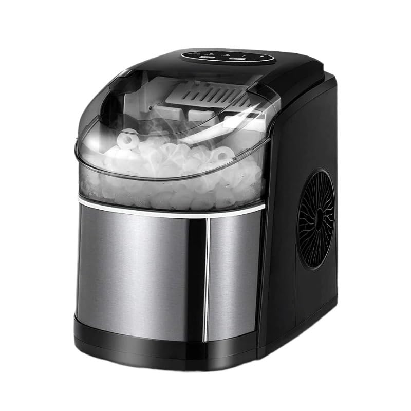 Máquina fabricadora de hielo eléctrica comercial y doméstica, para mostrador, forma de bala o cilíndrica, ideal para pequeñas tiendas de té con leche, hogar, cocina, acampada o RV