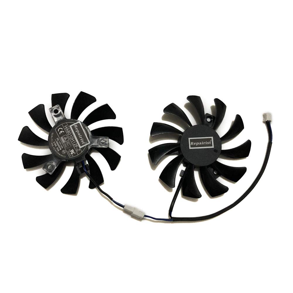 2 ventiladores de tarjeta gráfica GPU de 75 mm, 2 pines, HA8010H12F-Z para MSI N para GTX 750 N750Ti-2GD5TOCV1 N750Ti-2GD5OC para CMP 30HX para piezas de laptop Miner XS