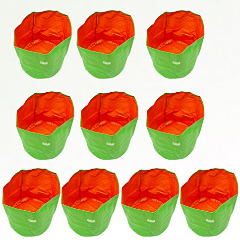 Image of Bio Blooms Agro India Pvt.Ltd. 24 x 24 Inch HDPE Plant Grow Bags for Terrace Gardening | Pack of 10 | Green & Orange Color | Outdoor Use