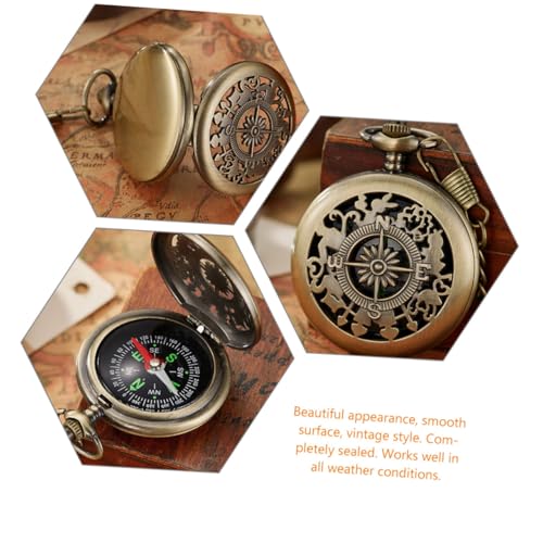 Brújula de bolsillo vintage VALICLUD portátil y ligera miniatura 6