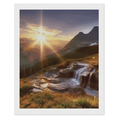 Kit de peinture diamant 5D complet avec paysage de lever de soleil pour la décoration murale
