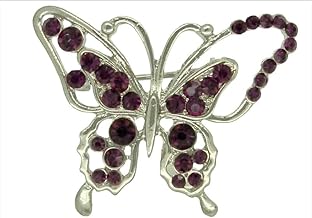 Jay Jewellery - 18KGP Butterfly Purple Rhinestone Crystal Brooch