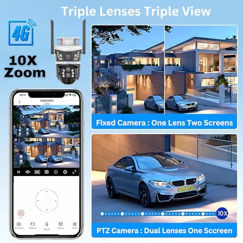 Image of XUGA - Cybernautt X15SB-K 8MP Dual Lens PTZ 4G Sim Wireless Outdoor CCTV Camera with Dual View | 360 | Night Vision | Motion Detection| Push Alarm | Farm | Home | 10X Zoom | Use Air-tel 4G Sim