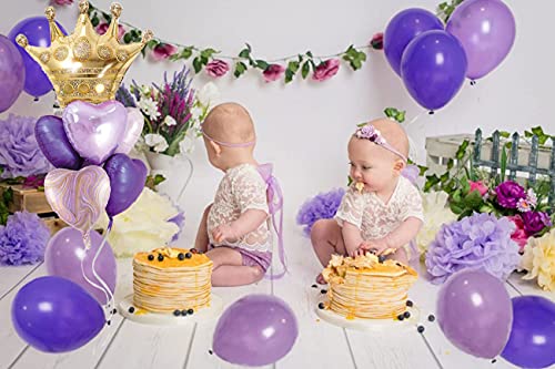Image of Purple Balloons Birthday Decorations，Gold Crown Princess Foil Balloons Set for Girls Women Party Decorations Baby Shower