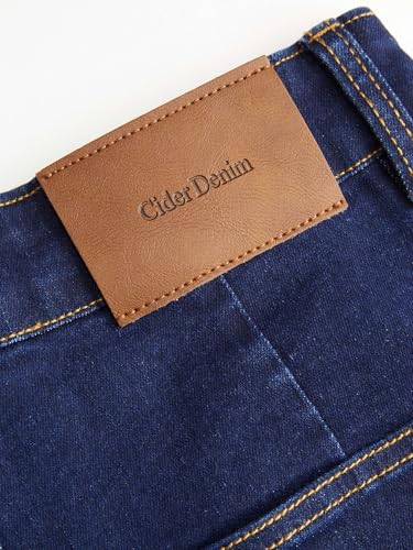 Image of CIDER Womens Wide Leg Jeans Cropped Length Stretchy Denim Flared Pants | High Waist, Trendy, Straight Leg Jean Bottoms