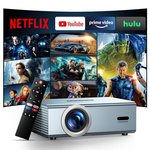 [Compatible with Netflix & Dolby Audio] Smart Projector with WiFi6 and Bluetooth5.3, Electric Focus...