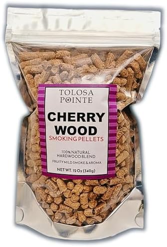 Cherry Wood Smoking Pellets 12 Oz for Smokers & Grills, Hardwood BBQ Pellets, Sweet Mild Smoke Flavor for Pork, Chicken, Fish, Beef, Pro-Grade Grilling Fuel (Pack of 1)