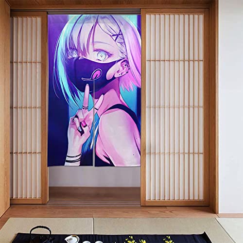 のれん アニメ 可愛い ショートヘア 少女 アニメ おしゃれ 間仕切り 遮光 ロング カーテン 暖簾 簡単 目隠し 見えにくい おもしろい 柔らかい 飾り玄関 ドアカーテン キッチン リビング 飲食店 出入り口 グッズ キャラクター 86cmx143cm