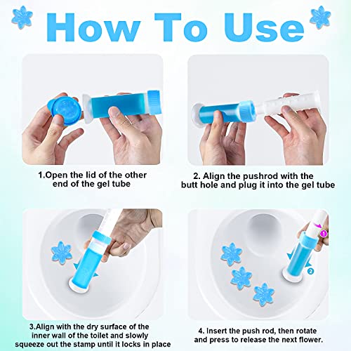 Aahggba Toilet Gel Stamp, 28 Count Toilet Bowl Gel Stamp With 2 Kinds Of Flower Scent, Bathroom Toilets Supplies, Blue & Green #TOP4
