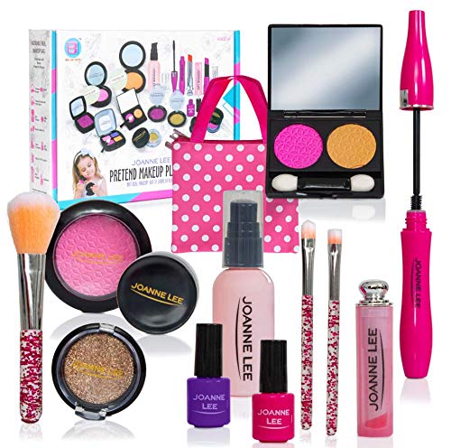 Next MilestonesPretend Glamour Girl 13 Pcs Beauty Fake Makeup Kit Toys with Cosmetic Bag Playset for Little Girl Birthday Christmas Age 3 4 5 6 7 Years Old