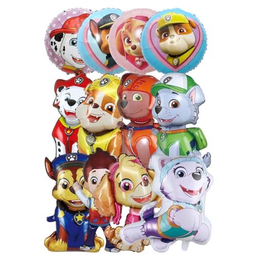Geburtstag Deko Kinder 12 Stück Luftballons Kindergeburtstag Cartoon Dog Ballons Set Party Supplies Kindergeburtstag Dekoration für Jungen Mädchen