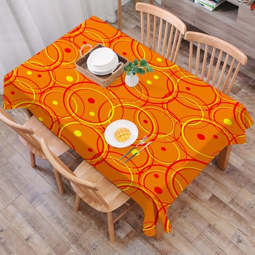 DALEXHM Mantel Mesa Rectangular 137x183 cm,Diseño Circular geométrico con Textura Visual de círculos y Puntos Brillan,Durabilidad y Fácil Limpieza para tu Mesa - Mantel Hule Antimanchas e Impermeable