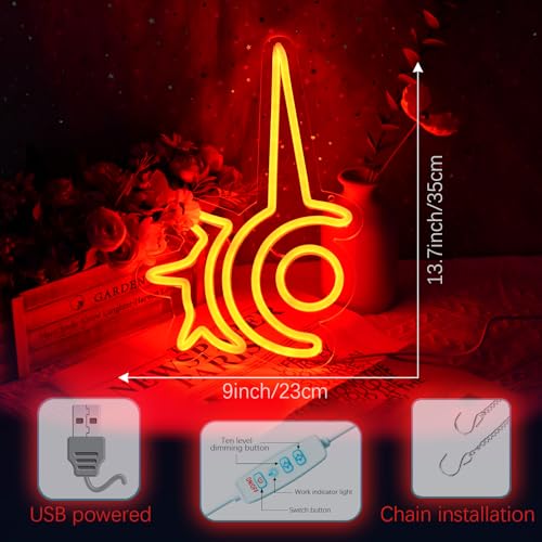 Image of Gaming Red Mage Neon Sign for Wall Decor, Size 13.7 inch x 9 inch, Line Length 75 inch, Dimmable, USB Powered, Red, Neon Light for Bedroom, Game Room, Cave Man, Birthday Decorations