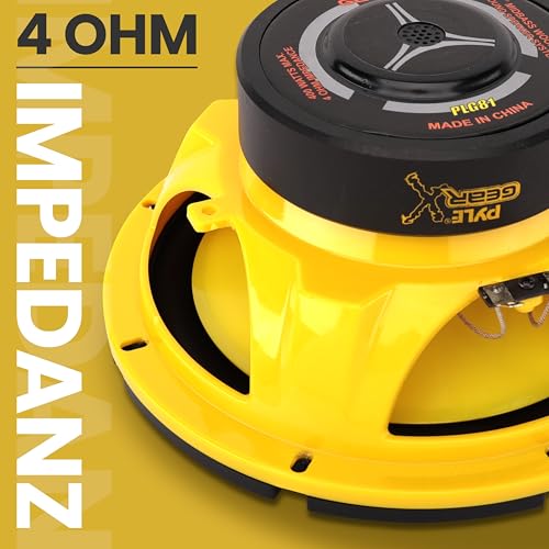Pyle 8\ (203 mm) Lautsprecher – 400W 4 Ohm Auto Subwoofer Komponent Bass Woofer – Klarer Sound, Gelber Poly-Konus, Midbass Upgrade für Auto-Musikanlage, Einfache Montage