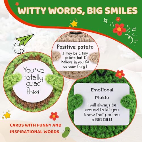image for PinCute Gifts for Women Men Positive Potato Pickle: 3Pcs Funny Crochet