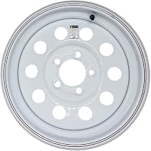 Premium Service 15x5 5 on 4.5 Modular Modular Steel Trailer Wheel - White with Pinstripes