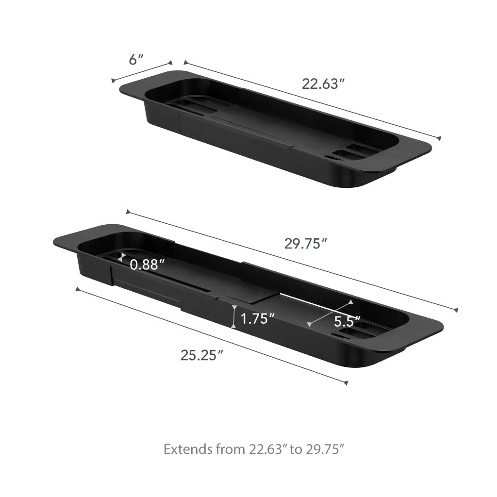 YAMAZAKI Tower Plateau de Baignoire Extensible BK, Résine ABS, Noir, Taille Unique