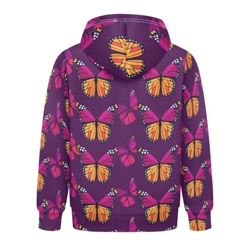 Monarch Butterfly Kids Boys Girls Sweatshirts Sweater Long Sleeve Pullover Hoodies Kangaroo Pocket2