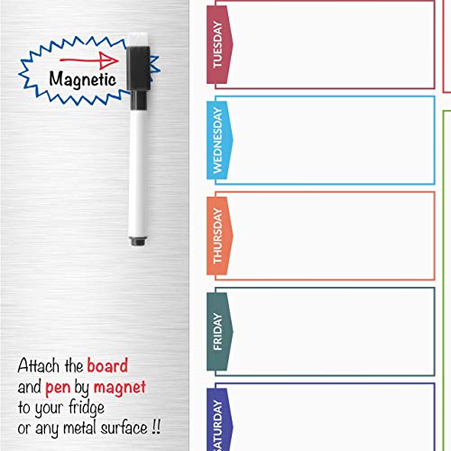 CKB Ltd® COLOUR SHOPPING Magnetic Fridge Board Tableau Frigo Mémo Magnétique Conseil Réfrigérateur Magnétique avec un marqueur Conseil White & Pen - Mémo Drywipe Magnet Tableau blanc Cuisine Notice Board Grande Liste de courses