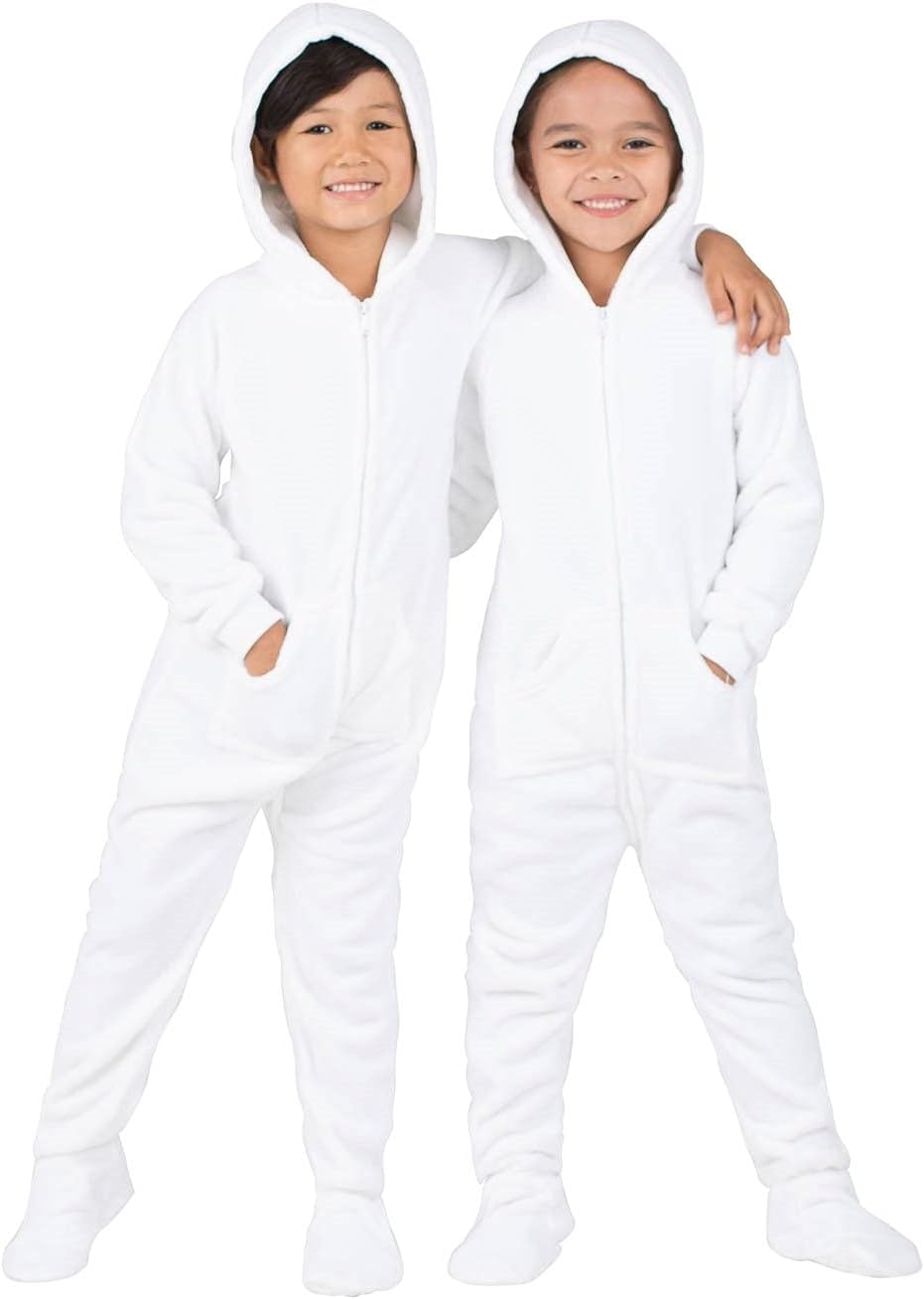 Footed Pajamas - Arctic White Toddler Hoodie Fleece One Piece - Toddler - Small (Fits 2'8-2'11")