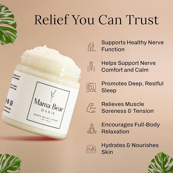 Miniatura 2 de Mama Bear Oasis Loción  Terapia neuropatía nerviosa y crema de alivio  Crema de alivio de máxima fuerza para pies, manos, piernas, dedos de los pies