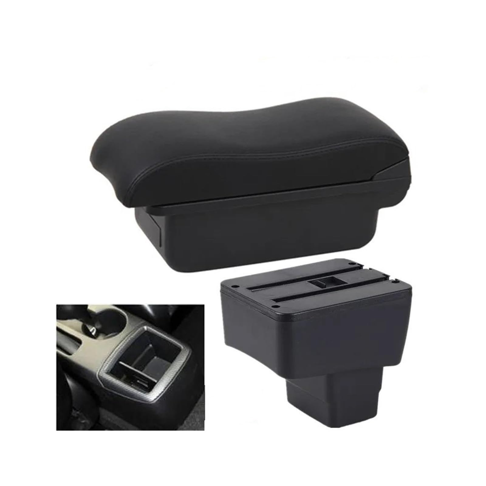 OOPUHKSY For MAZDA CX-3 For Mazda 2 For Skyactiv Version Cx3 15-23 Car Armrest Box Storage Box Curved Surface Armrest(A2 black line No USB)