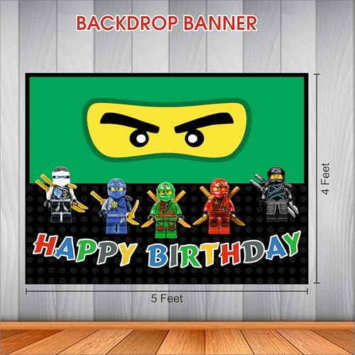 Image of Ninja Birthday Backdrop 5x4 Ft | Backdrops for Decoration | Birthday Decoration Backdrop | Banner for Kids Theme Party