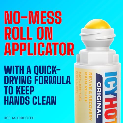 Image of Icy Hot Original Revive & Recovery Pain Relief Roll-On, Tropical Rush, 2 oz | No-mess applicator, fast-acting pain relief with menthol 8%, help backaches, neck, shoulder, knee, elbow, ankle and leg pain