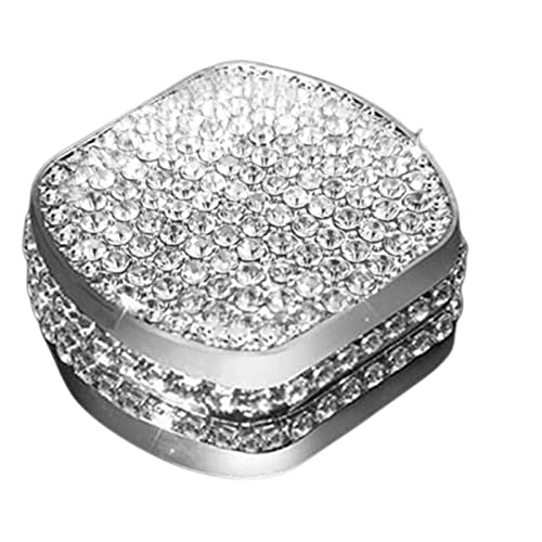 NIUHURU Compatible with Volvo XC60 S60 S90 XC90 Bling Accessories Ignition Start Button Rhinestone Decals Cover for Women (Silver)