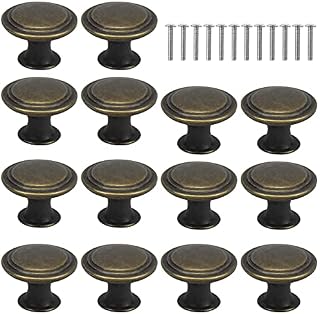 Joyan 16Pcs Cabinet Knobs Vintage 30mm Drawer Knobs Bronze Cupboard Handles Antique Brass Handles for Chest of Drawers for Cabinet Wardrobe Drawer Bedroom Kitchen