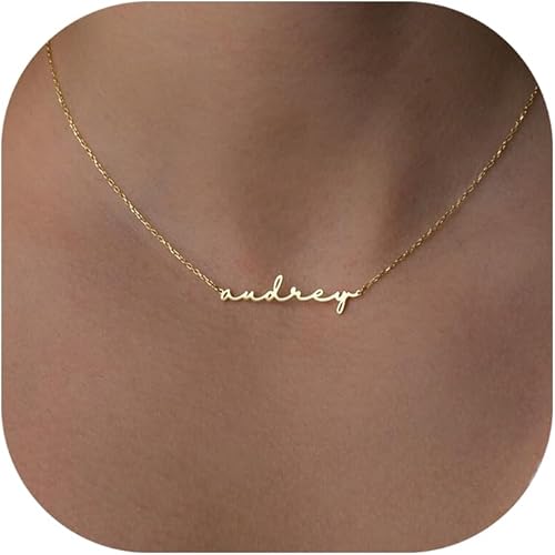 DayOfShe Custom Tiny Name Necklaces for Wedding Bridesmaid Gifts Best Friend Birthday Gifts, 18K Gold Plated Dainty Name Necklace Personalized Christmas Jewelry Gifts