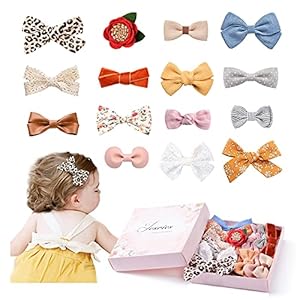 15 Pack Baby Girls Hair Clips Bows Fully Lined Non Slip Barrettes for Fine Handmade Hair Accessories for Newborn Infant…