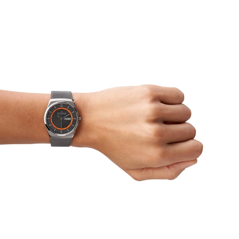Skagen Melbye Titanium Zegarek dla mężczyzn, kwarcowy mechanizm z trzema wskazówkami i paskiem ze stali szlachetnej lub skóry